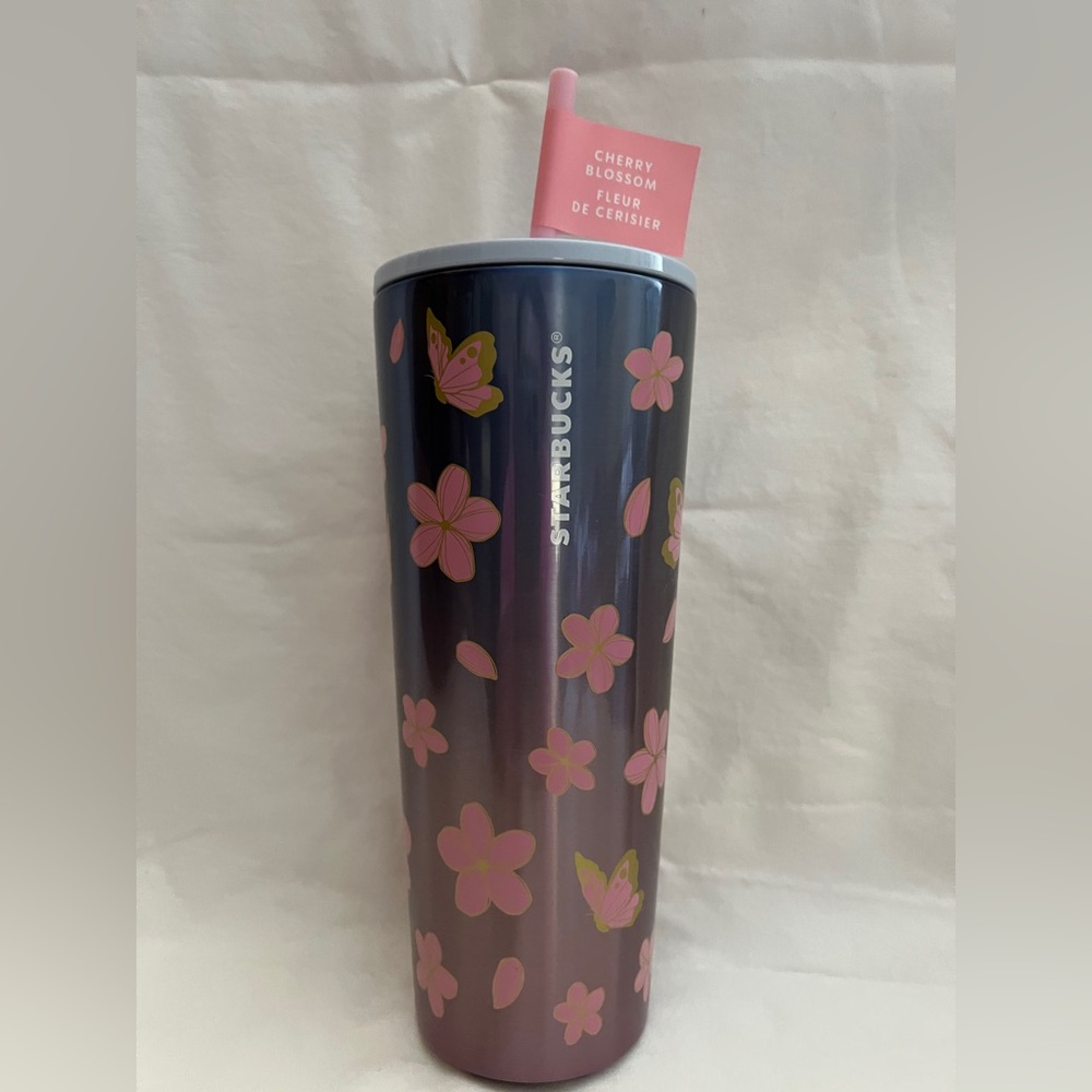 NWT Starbucks 2025 Cherry Blossom Tumbler with Pink Floral Design